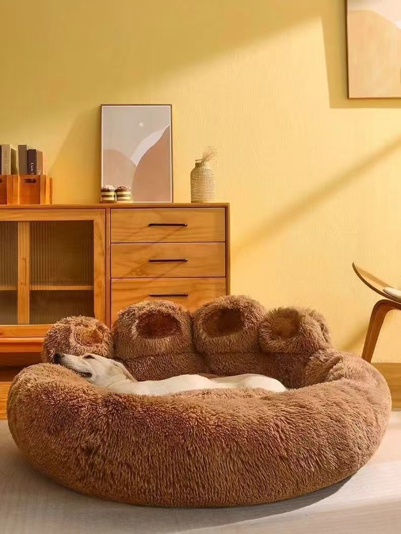 Comfortable Wool Fiber Round Cat and Dog Bedding - Indoor Pet Sleeping Nests