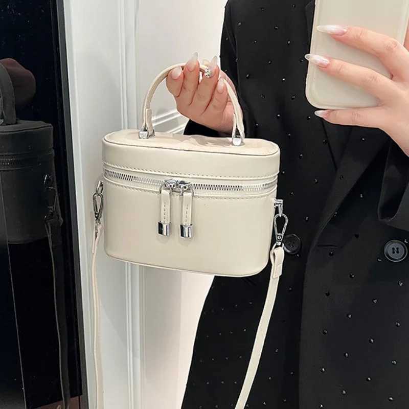 Premium PU solid color shoulder bag handbag storage bag stylish large capacity can be used to store cosmetics jewelry and mobile items Y250320