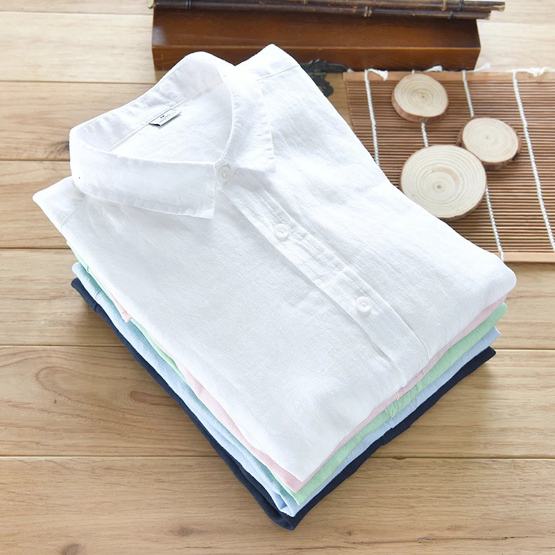 Italy Style 100% Linen Long-sleeved Shirt Men Casual 5 Colors Solid White Shirts For Men Top Camisa Chemise 250320