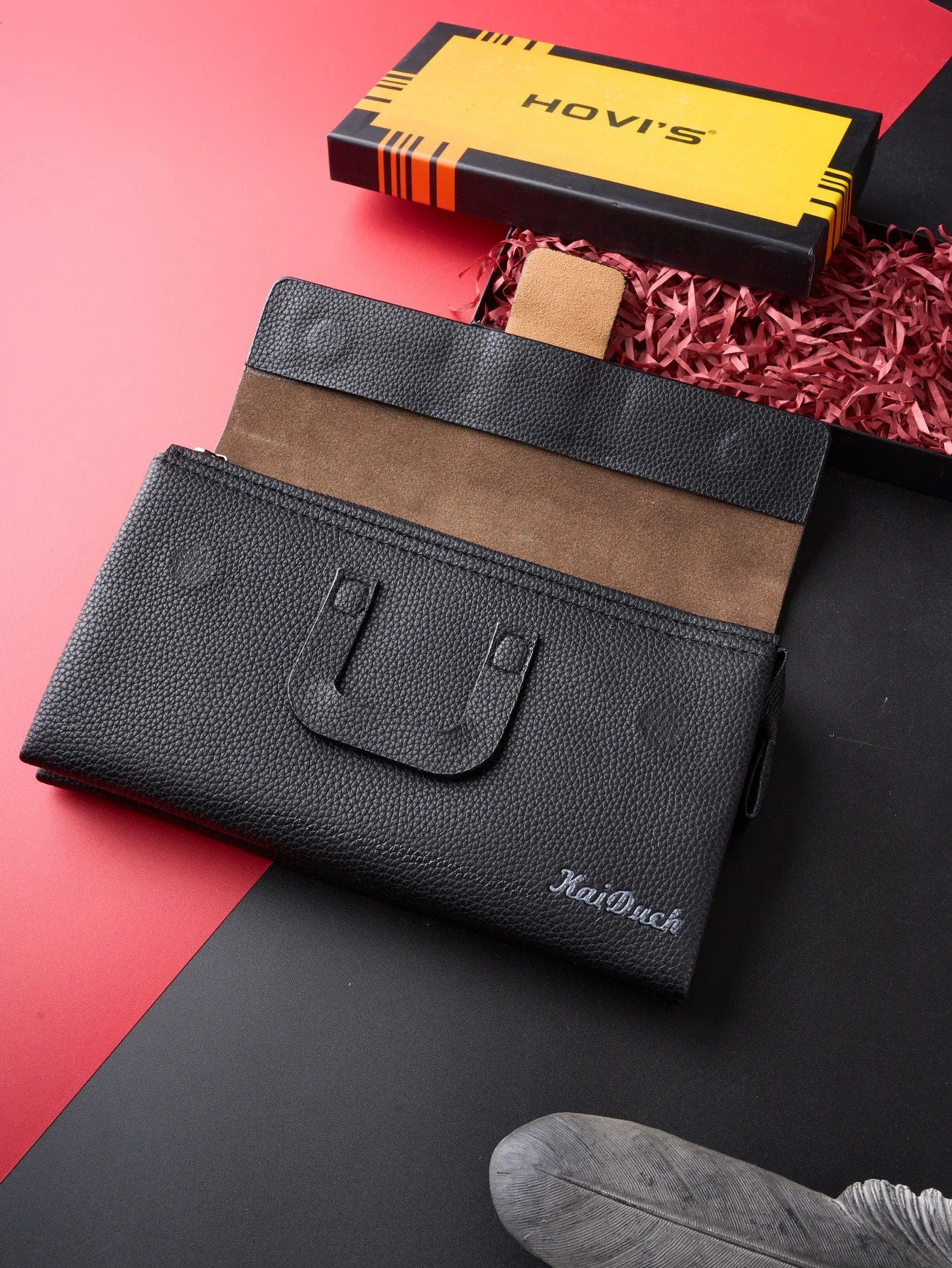 Classic solid color retro clutch simple business large capacity lightweight waterproof mens daily commuting phone bag 250317