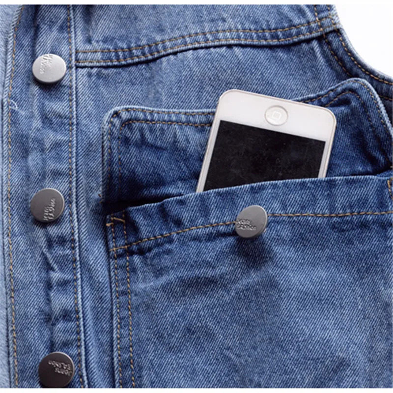 Spring and Autumn Vintage Big Pocket Denim Vest Women Cowboy Sleeveless Jacket Coat Slim Short Jeans Waistcoat Female T930 250320