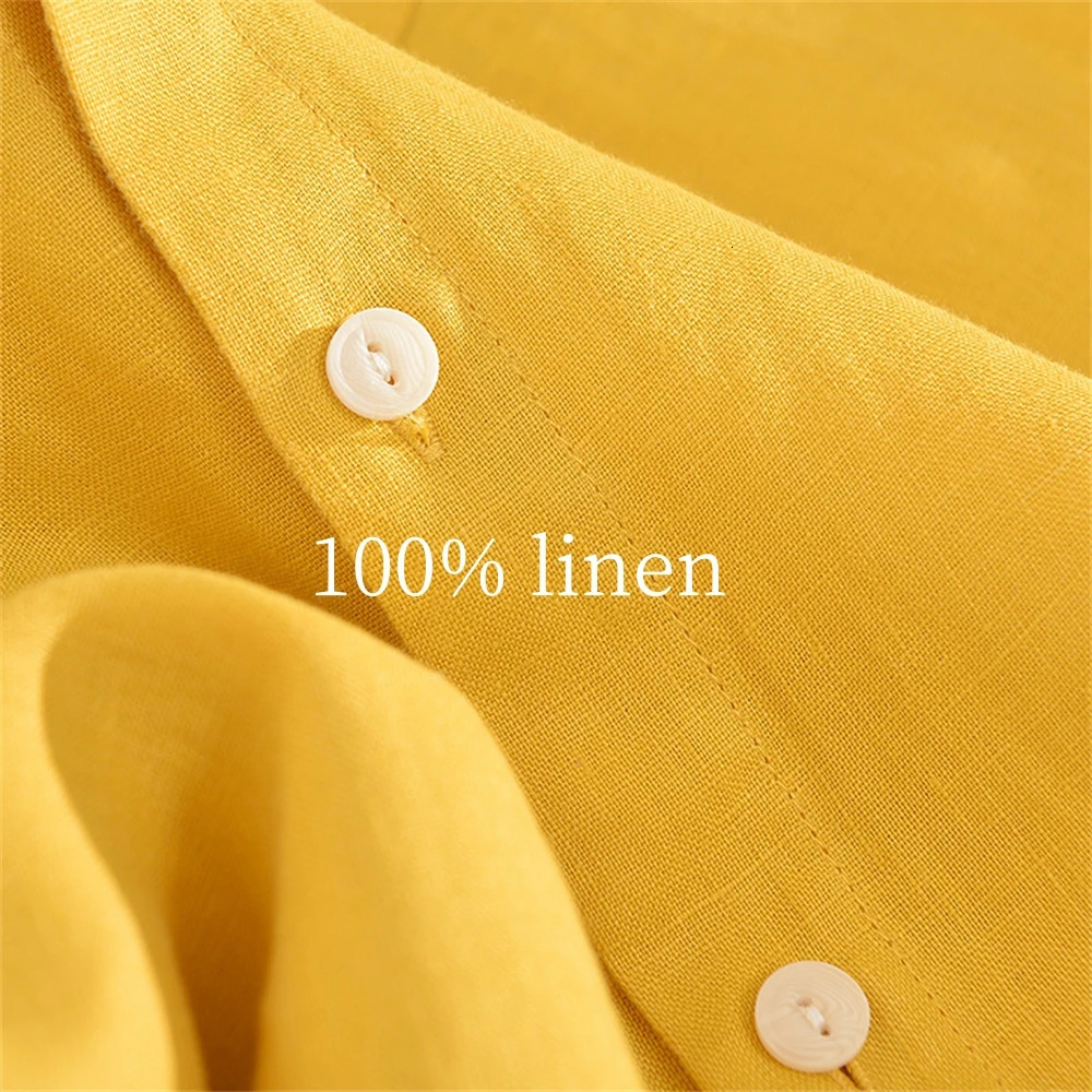 Spring Linen shirt for men long sleeve mens clothes freshness regular white Casual shirts Loose and breathable solid mens tops 250320