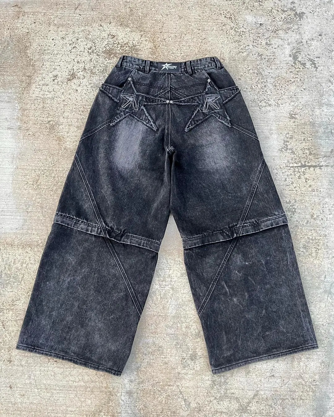 High Street Gothic Punk Dark Trousers Y2K Harajuku Retro Washed Distressed Baggy Jeans Men Street Fashion Straight Leg Pants 250320