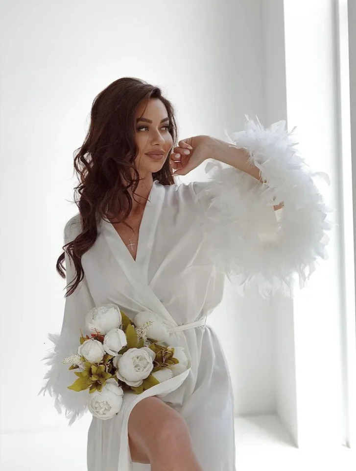 Long filament fabric white mooring fabric silk mooring fabric wedding kimono mooring fabric satin ribbon feather bridal dress 250321