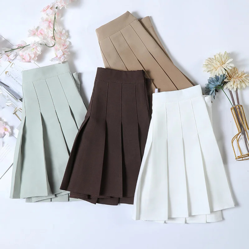 Womens Skirt Summe Korea Style Y2k Clothing Brown A Line Faldas Cortas Para Mujer Green Miniskirt Pleated Short Skirt For s 250320