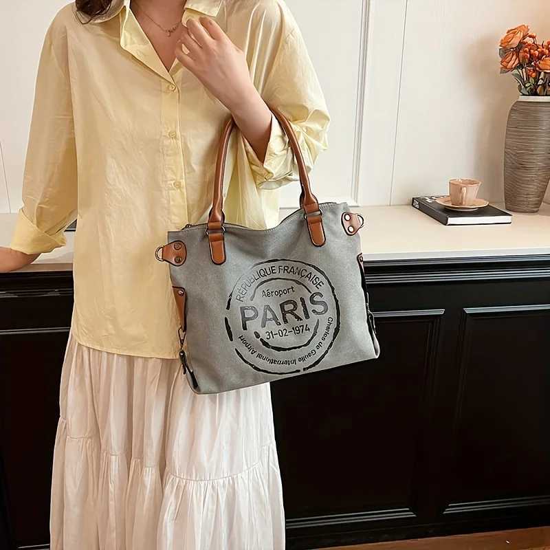 Vintage-Inspired Canvas Letter-Themed Crossbody - Durable Spacious - Perfect for Work Travel School or Vacation Y250319