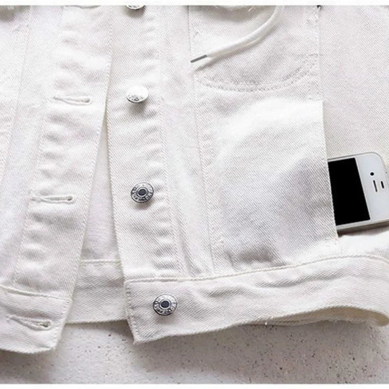 Spring Autumn Women Fashion Hooded Denim Jacket Waistcoat White Black Vest Female Short Gilet Sleeveless Jeans Coat 250320