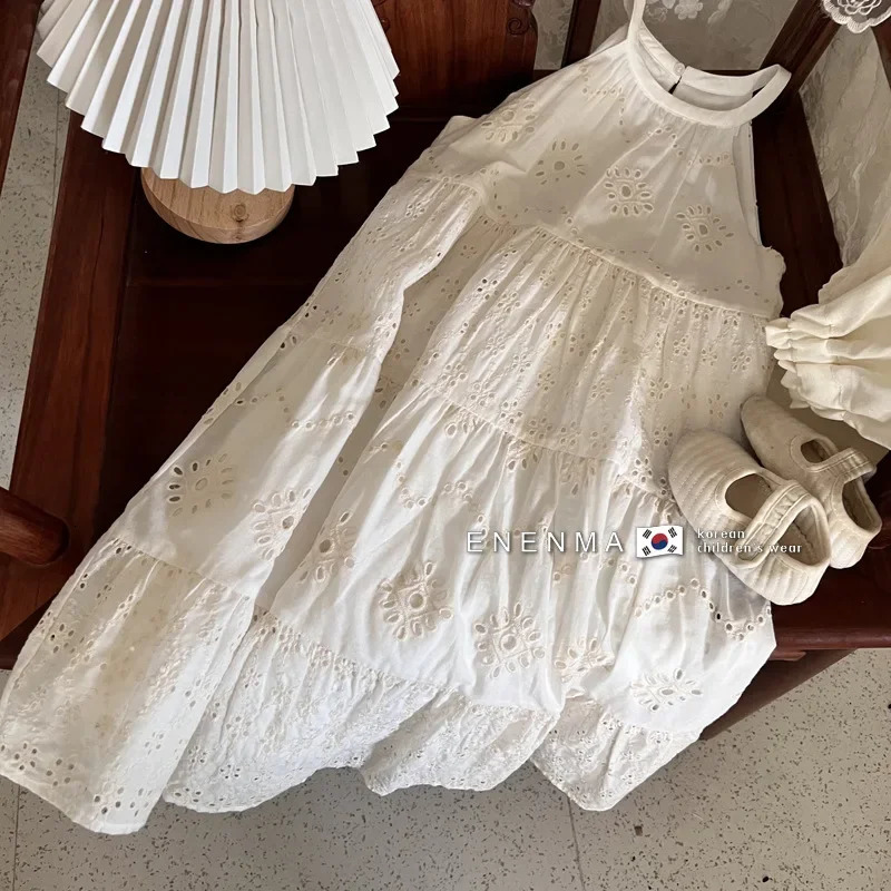 Kids Dresses for Girls Cute Bohemia Lace Embroidery Beach Dress Baby Girls Sunmmer Sundress Toddler Kaii Princess Party Dress R250424