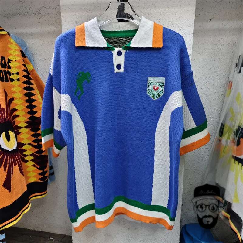 House Of Errors New Lapel Polo Shirt Multi-Color Jacquard Truth Eye Designer Soft High-Quality Pure Cotton Sweater Tops