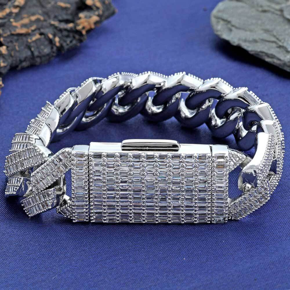 NUOYA 20MM Coarse Chain Brass Cz Iced Out Cuban Link Bracelet For Men Woman Luxury Hip Hop Jewelry Drop Shipping