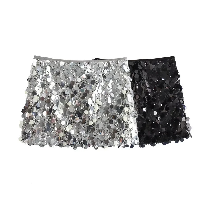 TRAF Short Skirts Women Spring Summer Autumn Sexy Elegant Party Mini Skirt Ladies Fashion Casual Sequined Skirt For Female 250320