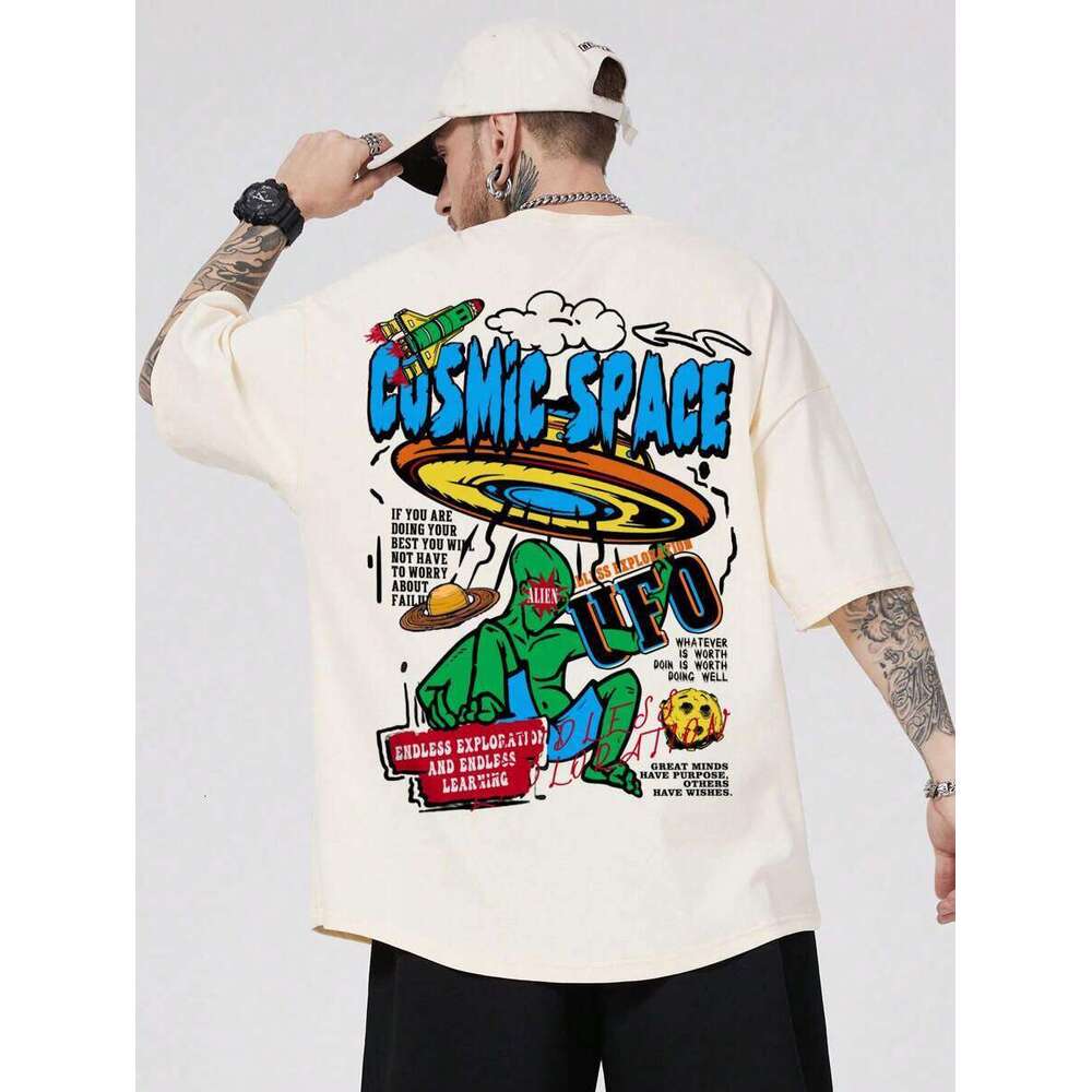 American trend cartoon pattern printed high street loose short sleeved T-shirt for men and women in summer