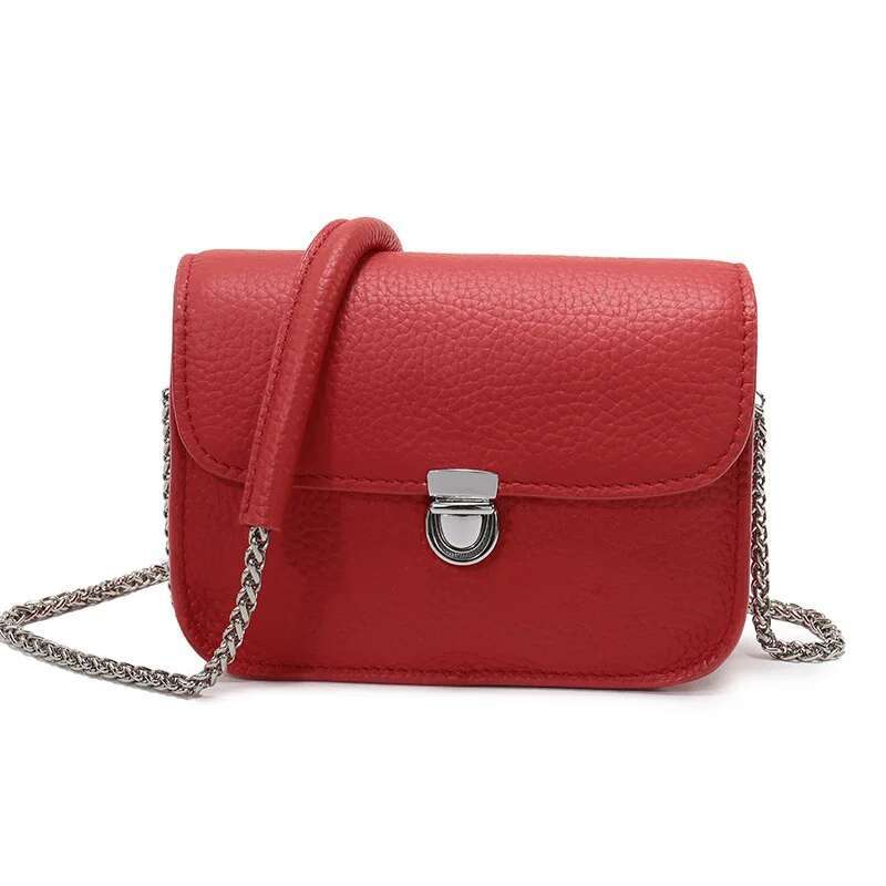 2023 Famous Brands Genuine Leather Women Messenger Fashion Chains Female Shoulder Bags Mini Flap Bag Candy Colors