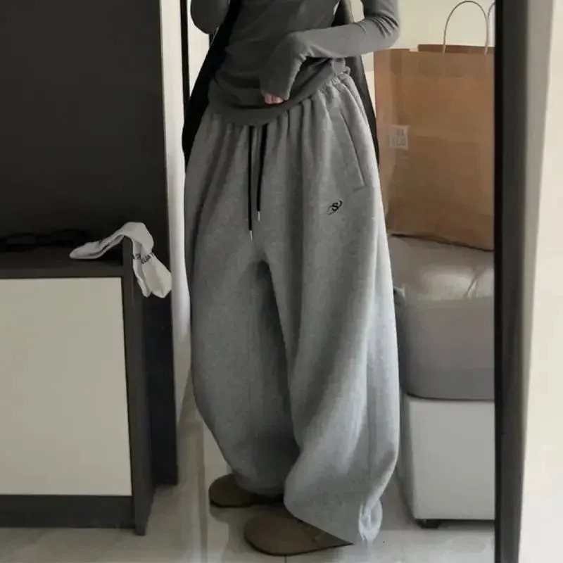 Oversized Retro Baggy Pants Fashion Women High Waist Drawstring Hip Hop Y2K Wide Leg Pant Casual Sweatpant Loose Trousers 250320