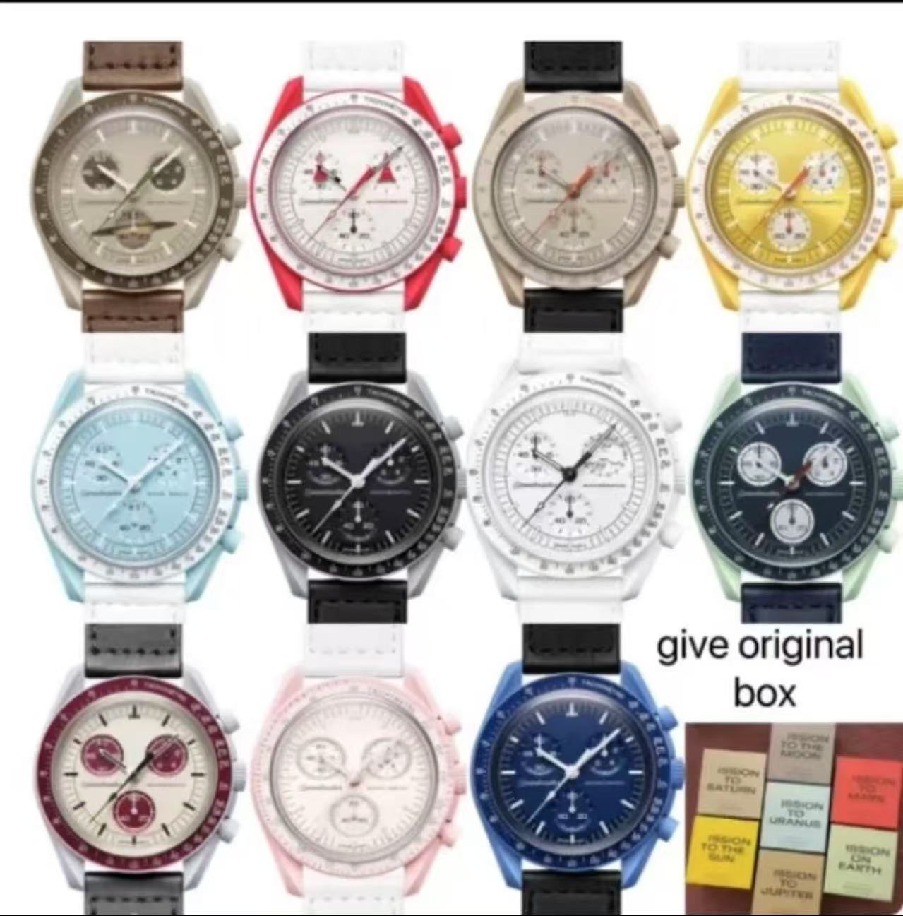 2025 Bioceramic Planet Moon Mens Watches Full Function Quarz Chronograph Watch Mission To Mercury 42mm Leather Strap Wristwatches