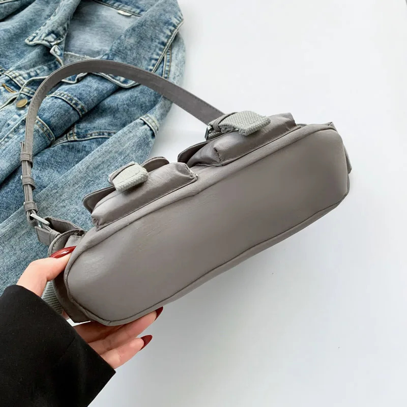 Womens shoulder bag casual multi pocket handbag lightweight nylon fashionable travel wallet 250320