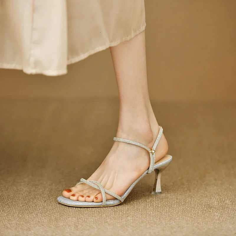 Womens sandals sexy wedding crystal dress shoes summer open toe womens pump fashionable party 250321BJ - view 4