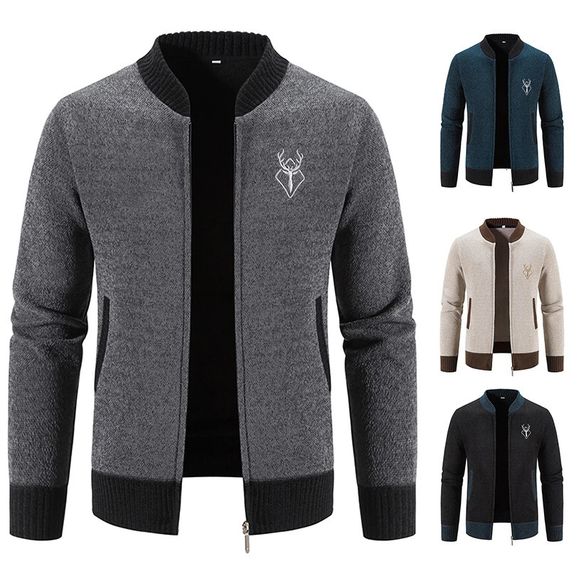 Autumn and Winter Knitted Sweater Jacket Mens Korean Baseball Jumping Cold Sweater Street Clothing Y2K Sweater Mens Trench Coat 250320