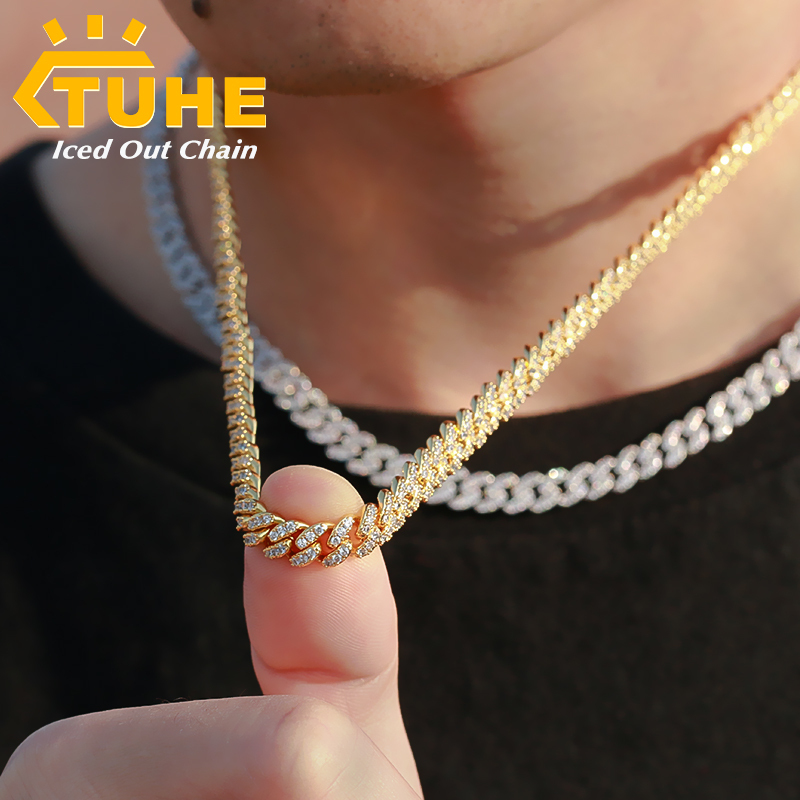 6mm 8mm Width Fashion Miami Cuban Chain Necklace For Women Mens Hip Hop Jewelry Copper Cubic Zirconia Bling Charm Chains