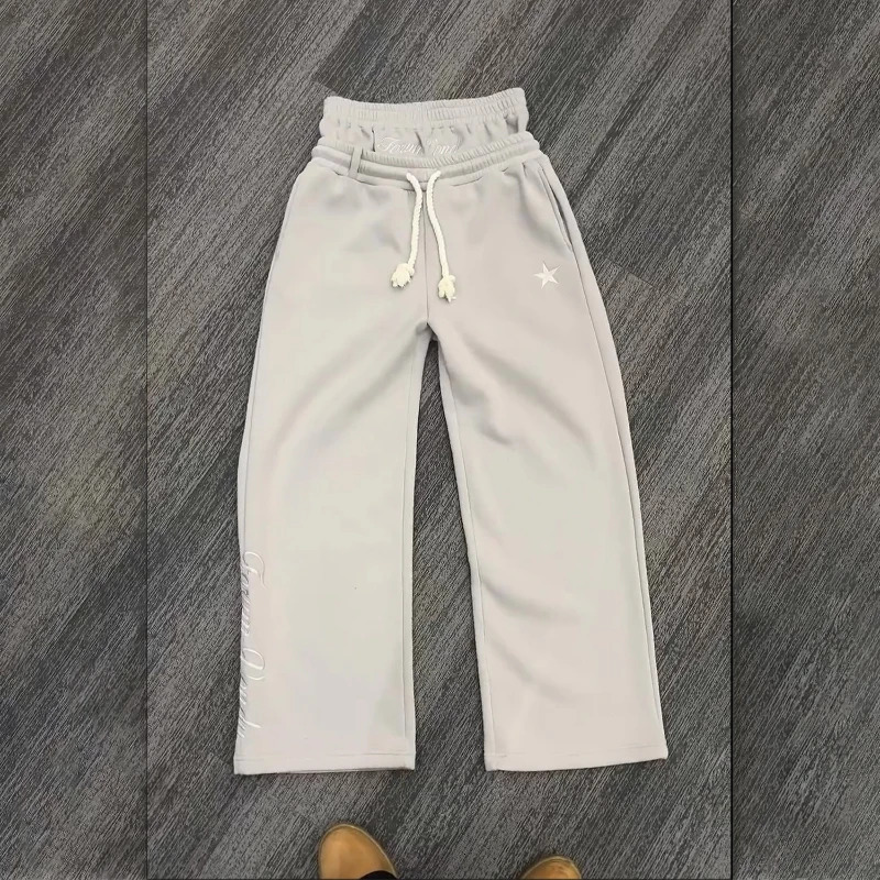 Y2K Mens Jogger Gothic Fashion Double Waist Neutral Cotton Sports Pants Hip Hop American Retro Street Casual Track 250320