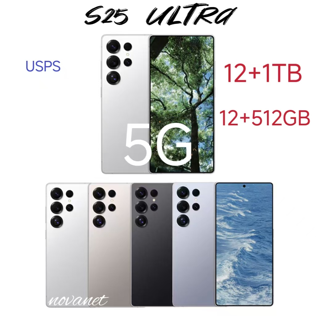 S25 Ultra Dual SIM 4G 5G Android Phone 16GB+1TB 6.8HD+ Display 13MP+50MP Camera Android 13 Mobile Fingerprint Face ID GPS Titanium Black