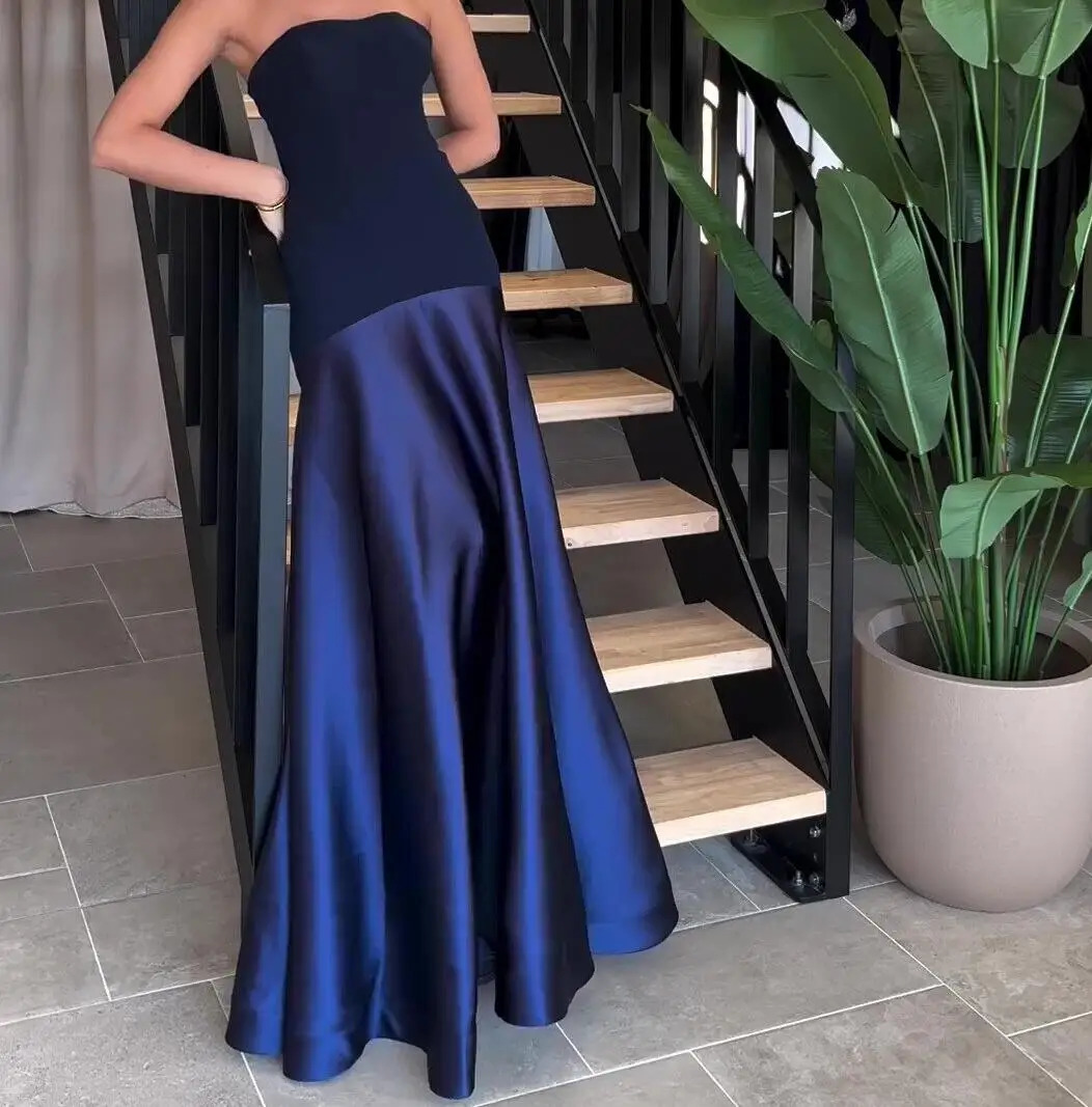 Womens Elegant Off Shoulder Patchwork Bodycon Dress Sexy Bustier Sleeveless Long Summer Fashion Draped Solid Party Dresses 250320