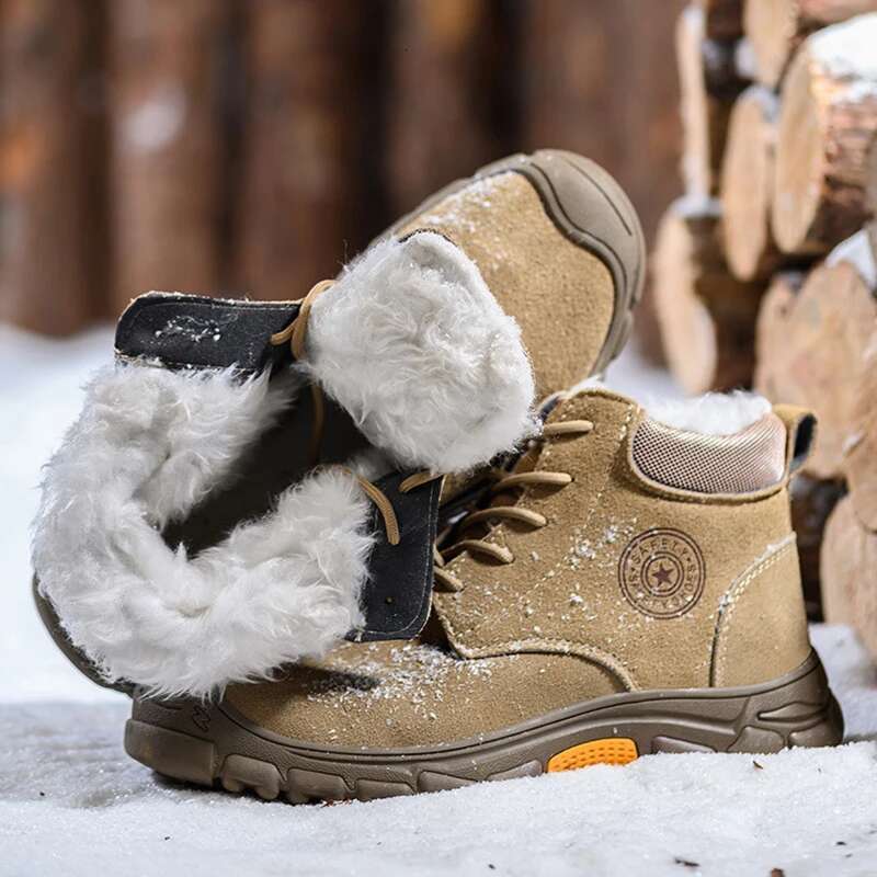Men's High Top Cotton Boots Winter Thick Veet Warm Shoes Smashing Anti Piercing Work Safety Boot Steel Toe Shoe