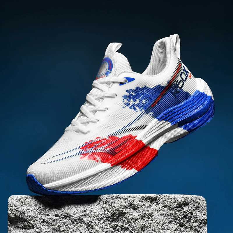Running shoes mens mesh breathable lace close fitting marathon sports casual tennis shoes large-sized fashionable sports shoes Y250320