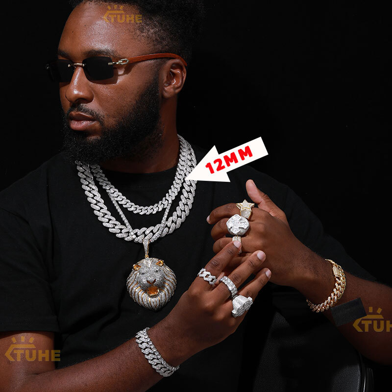TUHE 12mm-14mm Unisex High Quality Iced Out Cuban Link Necklace copper cz Men For Men Hip Hop Jewelry