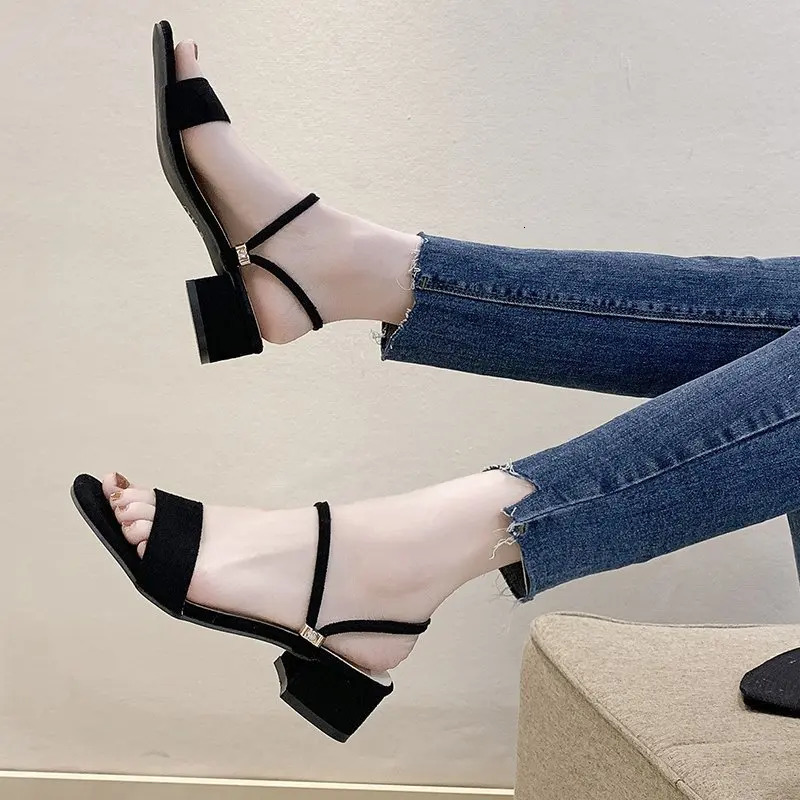 Womens Sandals Thick High Heels Sliding Summer Elegant Slippers Large Size 3442 Fashion Women 250321BJ - view 6