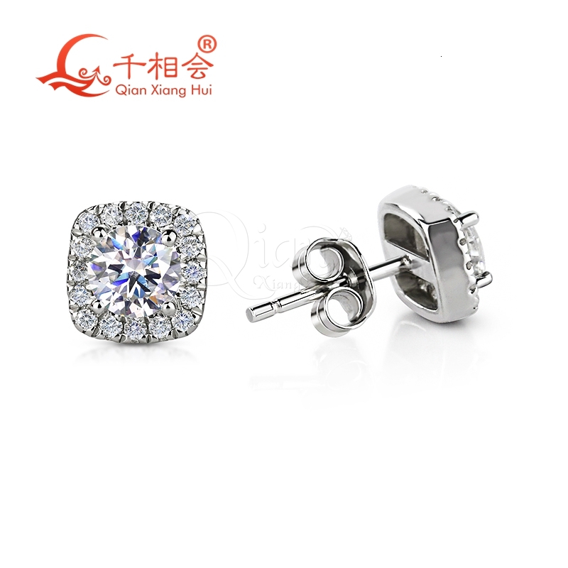 8mm cushion shape earrings ear stud 925 silver round 0.5ct 5mm white moissanite stone earrings for jewelry woman gift