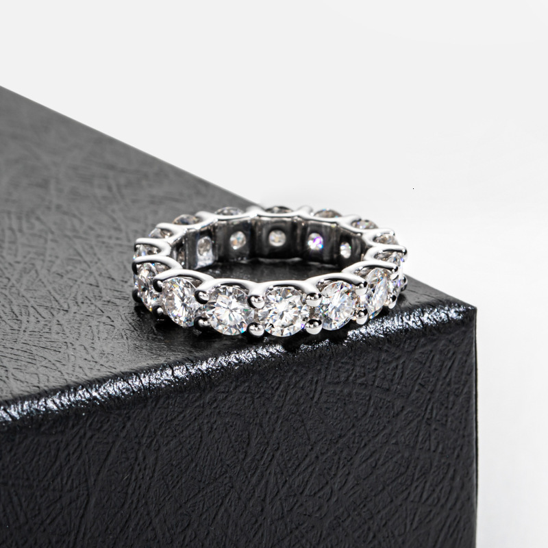 4mm luxury full circle moissanite full diamond womens ring 925 sterling silver jewelry
