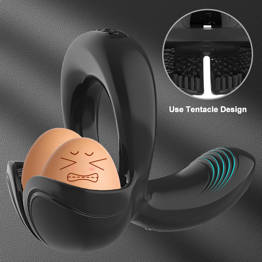Penis Vibrator for Men Remote Control Cock Ring Ejaculation Delay Testicles Perineum Scrotum Stimulator Sex Toy for Couples Game 250320