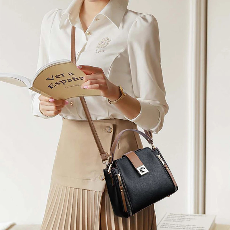 Small Bucket Shoulder Bags For Women er PU Leather Messenger Crossbody Bags Ladies Casual Solid Color Purse Handbag 250314