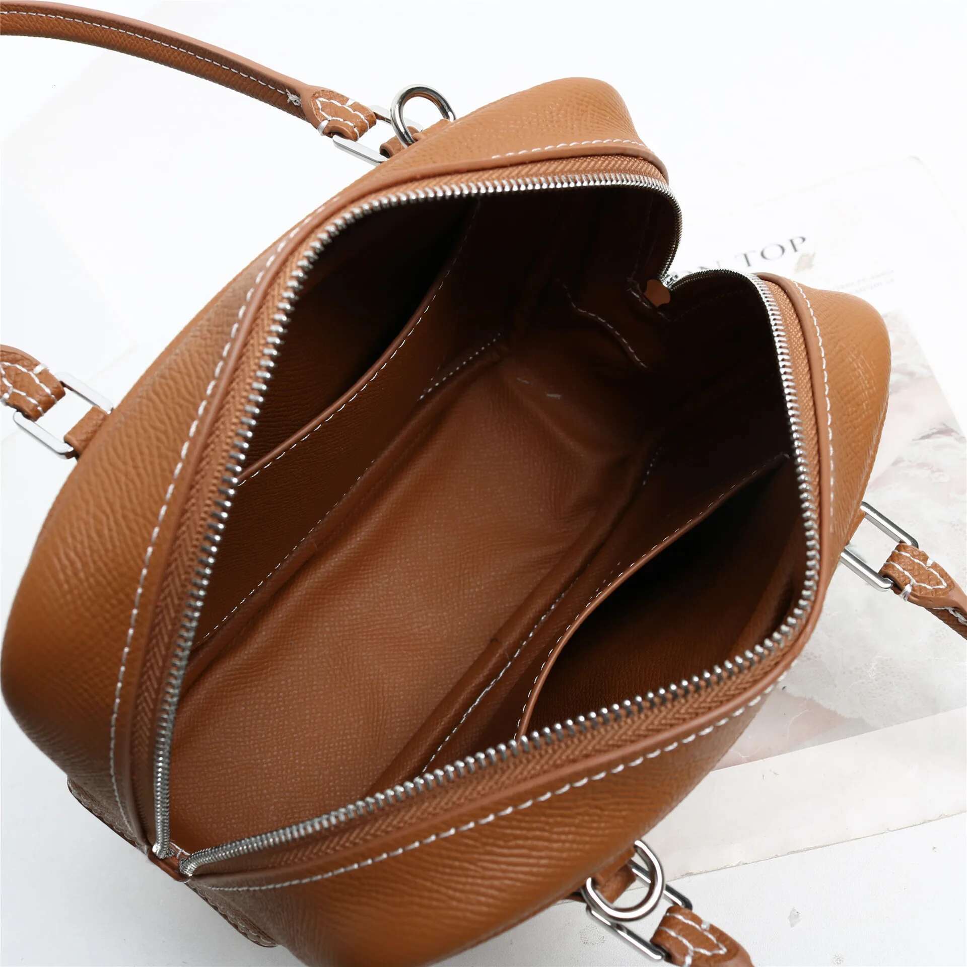 2024 New Fashion Genuine Women's Shoulder Bags Soft Leather Ladies Crossbody Bag High Quality Feather Handbags Brown