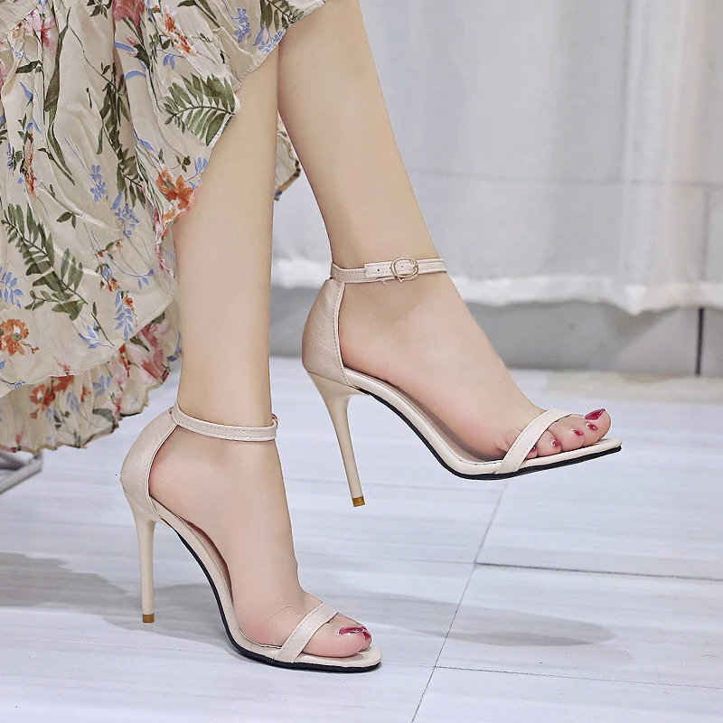 Summer Open Solid Color Simple Elegant Fashion Womens Sandals Sexy Pin Buckle Comfortable Banquet High Heels 250321BJ - view 7