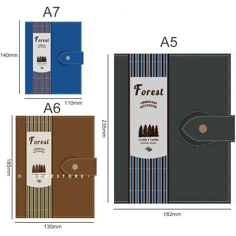 Fromthenon A7 A6 A5 soft leather large ring pine leaf notebook 6hole metal retro planner portable 250319