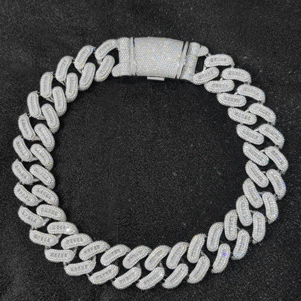 Hip Hop Jewelry 29mm Rectangle Zircon Dia k Necklace Men Iced Out Bg CZ Cuban Chain