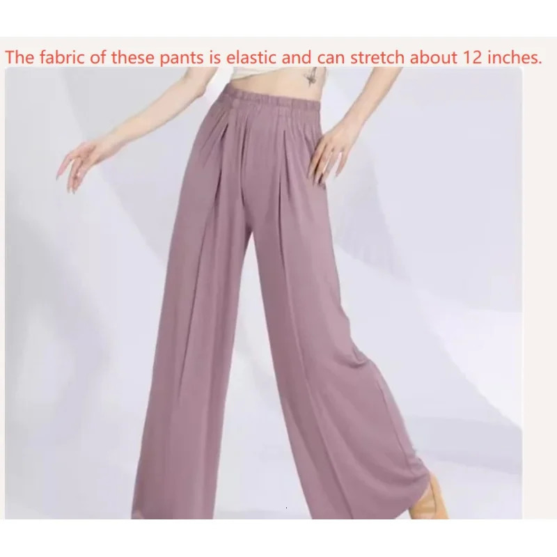 Casual matching elastic waist womens wide leg pants loose Trouser color sportswear dance training basic trend 250320