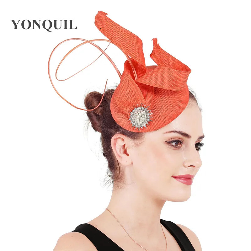 Womens Spring Blue Charming Cocktail Hat Hair Mesh Head Sinamay Millinery Womens Elegant Accessories 250320
