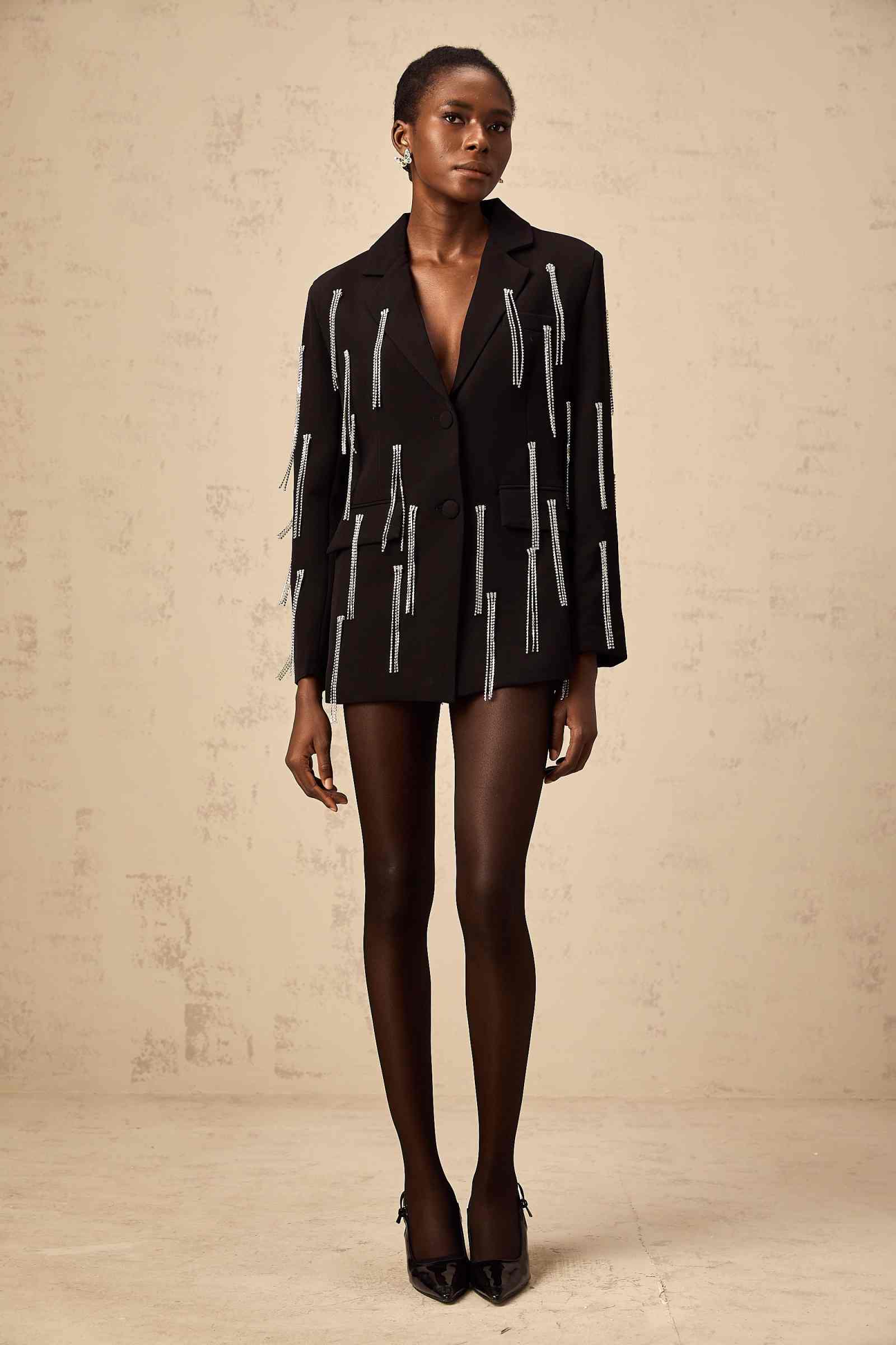 Customized Celebrity Women Blazer Tassels Bling Ladies Prom Birthday Party Formal Wear Outfit Jacket One Piece