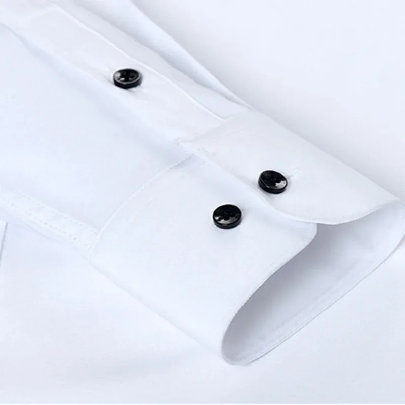 6xl Spring and summer elastic force non-iron mens long-sleeved business casual shirt solid color mercerized vertical shirt 250320