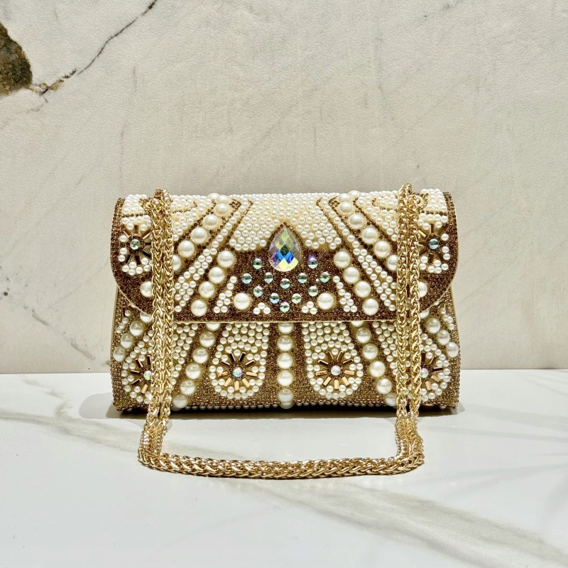 2025 Elegant French Inspired Pearl-Embellished Chain Evening Clutch Versatile Mini Handbag For Women Clutches Casual R250321