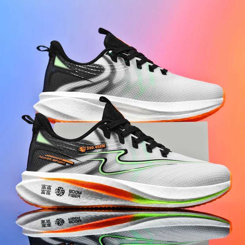 Single layer fabric mens running shoes supercritical midsole sports shoes mens outdoor jogging large fitness training shoes Y250320