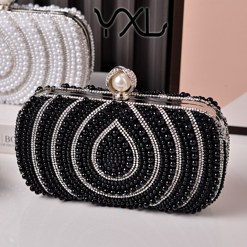 Elegant Vintage Pearl Evening Clutch Designer Wedding Handbag For Women European American Fashion Purses Ladies Handbags R250321
