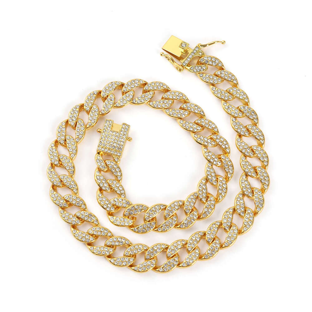 Elliptical U-shaped Cuban chain accessory alloy full dia personalized wave trend men's and women's jewelry hip-hop necklace strip