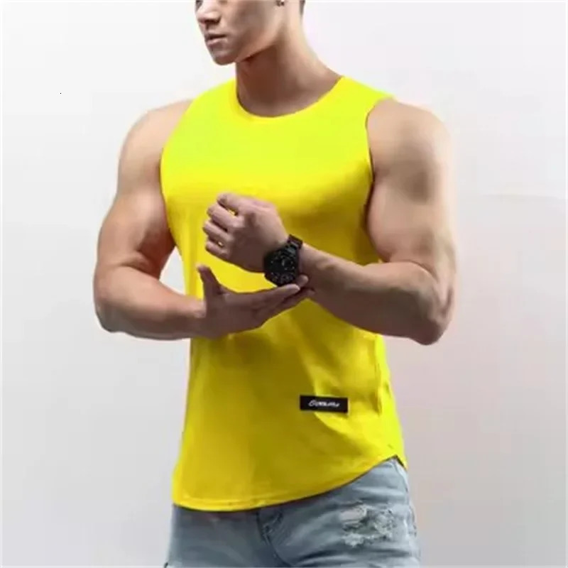 gym training tank top mens sports Tshirt summer thin mesh breathable fitness running vest quick drying sleeveless 250320