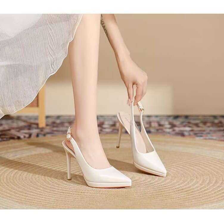 High Heel Non Tiring High Heels Waterproof Platform Summer White New Toe Cap Single Shoes Cm Pointed Sandals For Women S Feet