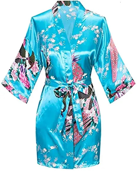 Satin Silk Women Wedding Bridemaid Robe Sexy Crane Print Bathrobe Short Long Kimono Night Gown Robe Fashion Dressing Gown Female 250321