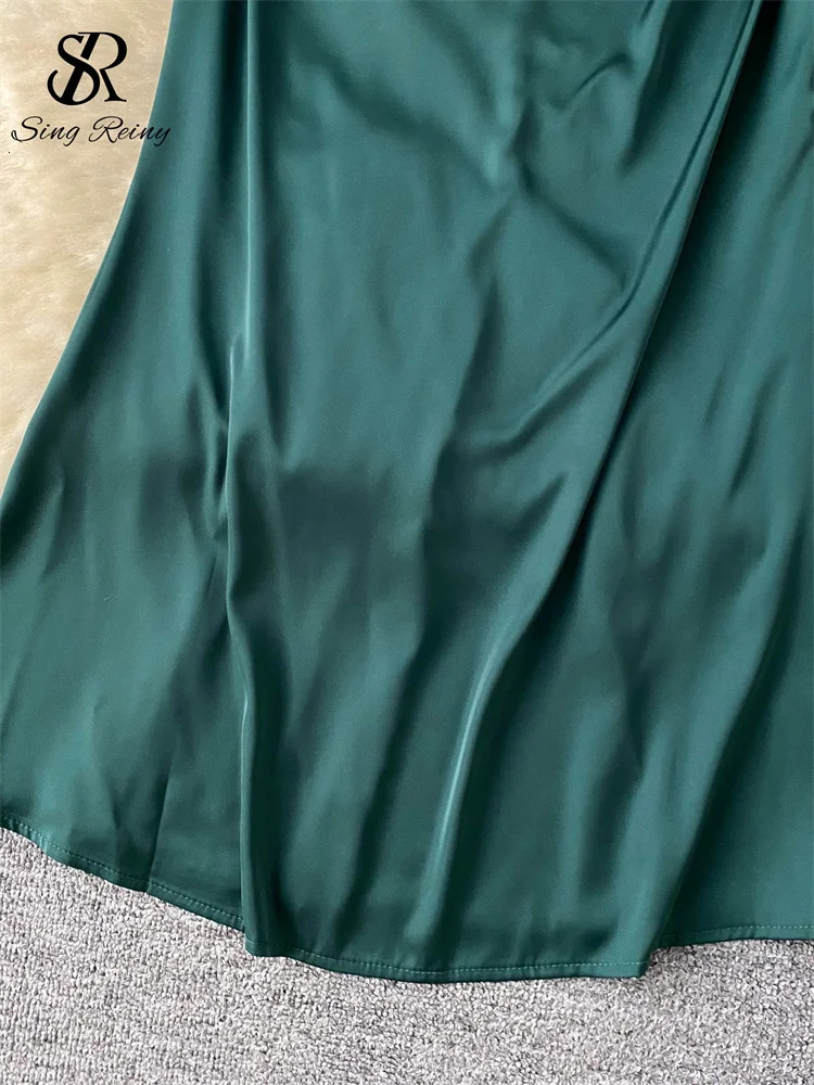 SINGREENY Evening Party Premium Ultra Thin Dress for Womens spaghetti Strap Zipper Free Sleeveless Body Latest Satin Long 250320